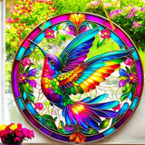 Hummingbird Suncatcher 8" Faux Stained Glass Window Hanging Decor Gift