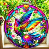 Hummingbird Suncatcher 8" Faux Stained Glass Window Hanging Decor Gift