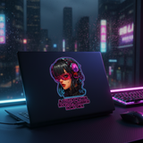 Glitch Reality Cyber Girl Waterproof Sticker 4 Inch Durable Decal Multicolor