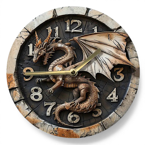 8 Inch Dragon Wall Clock Gothic Fantasy Decor Silent Quartz Gift for Halloween