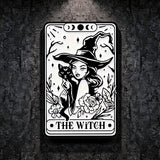Gothic Witch Tarot Enamel Pin | 1.57" Black Cat Floral Occult Wicca Badge