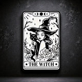 Gothic Witch Tarot Enamel Pin | 1.57" Black Cat Floral Occult Wicca Badge