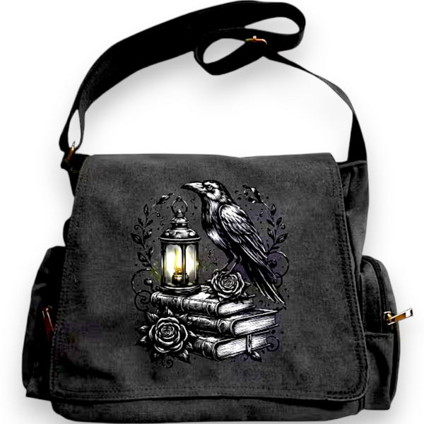 Gothic Raven Crossbody Bag Black Punk Crow Shoulder Purse Alt Fashion