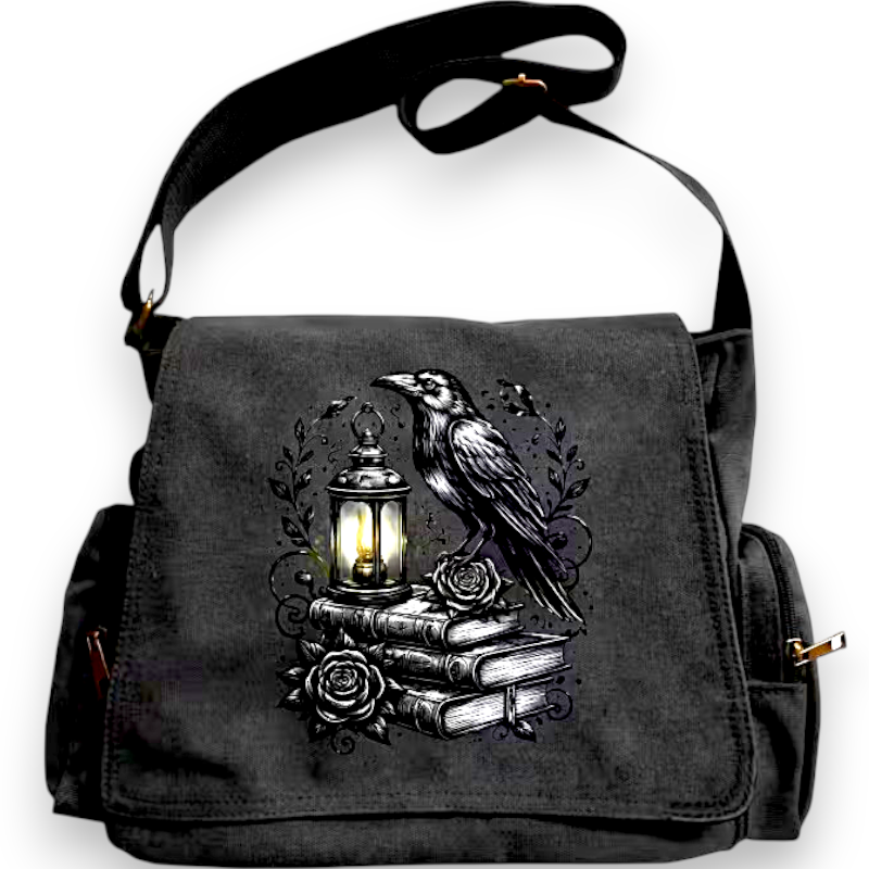 Gothic Raven Crossbody Bag Black Punk Crow Shoulder Purse Alt Fashion