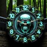 Skull Punk Wall Clock 8” Silent Acrylic Moss Gothic Cyber Modern Home Decor