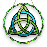 Celtic Trinity Knot Suncatcher 9 Inch Blue Green Acrylic Window Decor