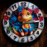 Cute Dragon Wall Clock 12" Kids Fantasy Decor Nursery Playroom Clock