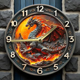 Volcanic Dragon Wall Clock 11.6” Silent Non-Tick Fantasy Home Decor