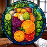 Citrus Fruit Suncatcher 8” Faux Stained Glass Window Hanging Kitchen Decor