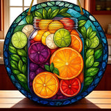 Citrus Fruit Suncatcher 8” Faux Stained Glass Window Hanging Kitchen Decor
