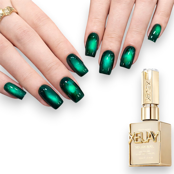 Cat Eye Green Gel Nail Polish Magnetic Glitter Soak Off UV LED