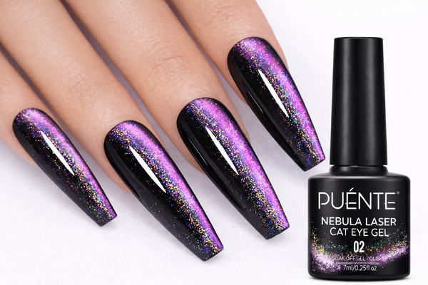 Puente #02 Nebula Laser Cat Eye Gel Nail Polish 7ml Holographic Purple Galaxy