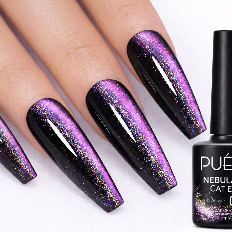 Puente #02 Nebula Laser Cat Eye Gel Nail Polish 7ml Holographic Purple Galaxy