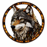 Wolf Suncatcher Faux Stained Glass Window Hanging 8" Wildlife Decor