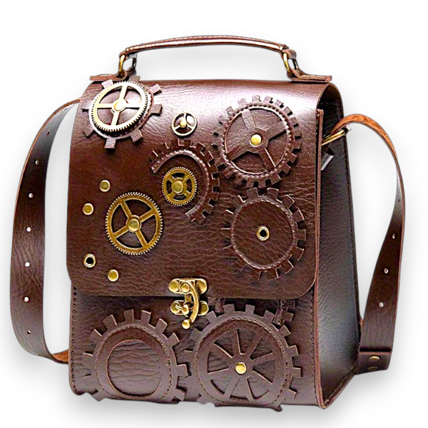 Steampunk Gear Crossbody Bag for Women – Vintage Satchel for Cosplay & Daily Use