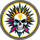 Colorful Punk Skull Sticker 4in | Mohawk Skull BOPP Vinyl | Gothic Decal