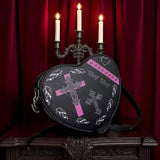 Gothic Heart Crossbody Bag Black Pink Cross Studded Punk Y2K Alt Purse