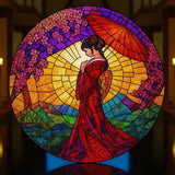Geisha 8" Acrylic Window Suncatcher – Stained Glass Style Asian Art Decor