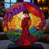Geisha 8" Acrylic Window Suncatcher – Stained Glass Style Asian Art Decor