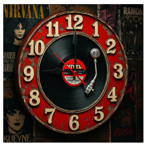 Vinyl Record Wall Clock 9.8” Silent Retro Music Decor Bedroom Living Room Studio