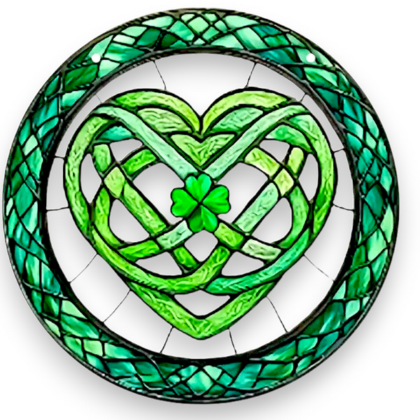 Acrylic Celtic Heart Shamrock Suncatcher 7.9 in Faux Stained Glass Window Art