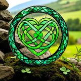 Acrylic Celtic Heart Shamrock Suncatcher 7.9 in Faux Stained Glass Window Art