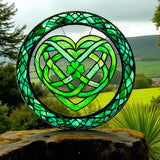 Acrylic Celtic Heart Shamrock Suncatcher 7.9 in Faux Stained Glass Window Art