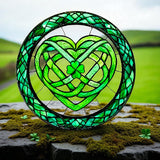 Acrylic Celtic Heart Shamrock Suncatcher 7.9 in Faux Stained Glass Window Art