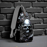 Black Gothic Skull Sling Bag 14.5" Crossbody Chest Pack for Men Women Punk Style