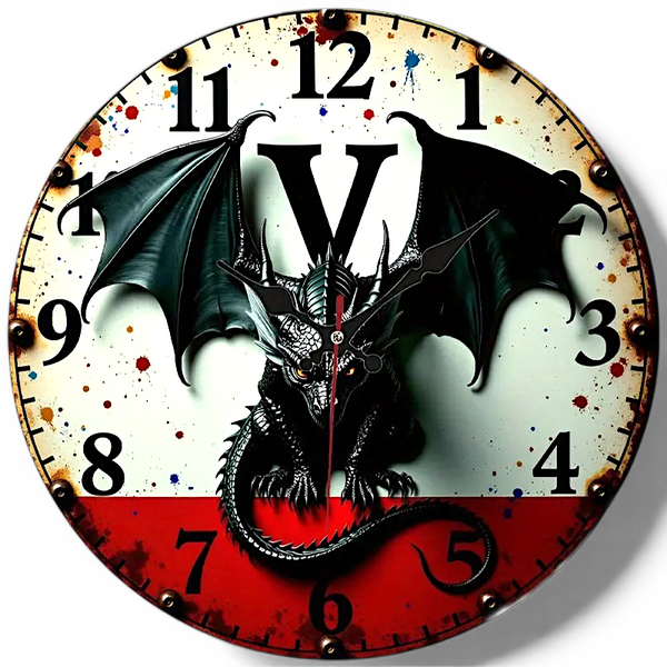 Black Dragon Wall Clock 10 Inch Silent Gothic Decor for Bedroom and Living Room