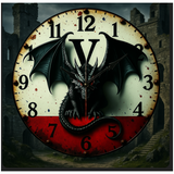 Black Dragon Wall Clock 10 Inch Silent Gothic Decor for Bedroom and Living Room