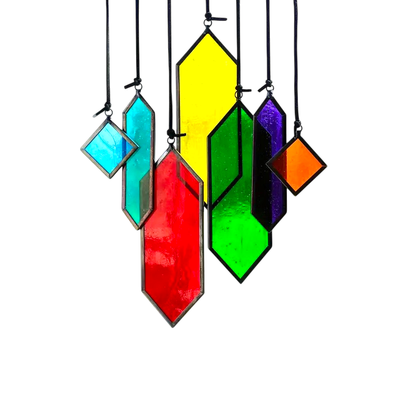 7pc Stained Glass Rainbow Sun Catcher Colorful Window Hanging Decor Gift