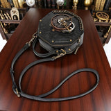 Steampunk Clock Gear Black Crossbody Bag – Gothic Punk Shoulder Handbag