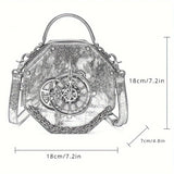 Steampunk Clock Gear Black Crossbody Bag – Gothic Punk Shoulder Handbag