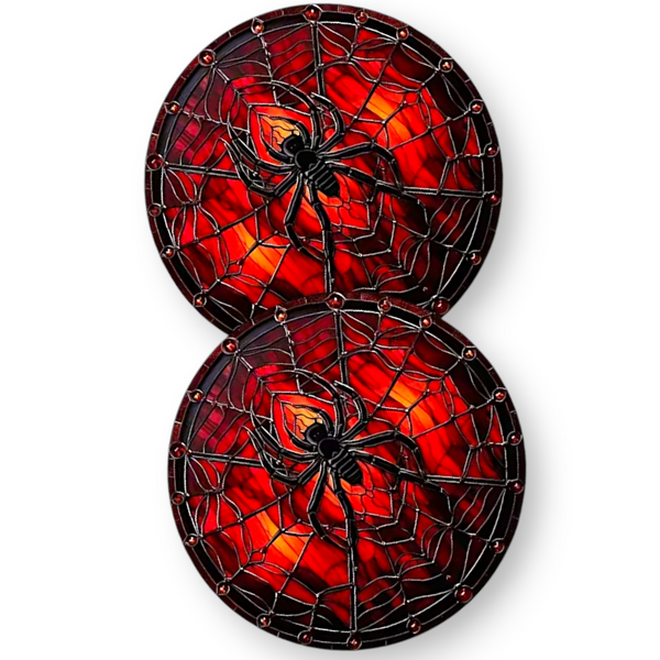 Spider Web Car Coasters 2pc Gothic Cup Holder Insert Halloween Decor