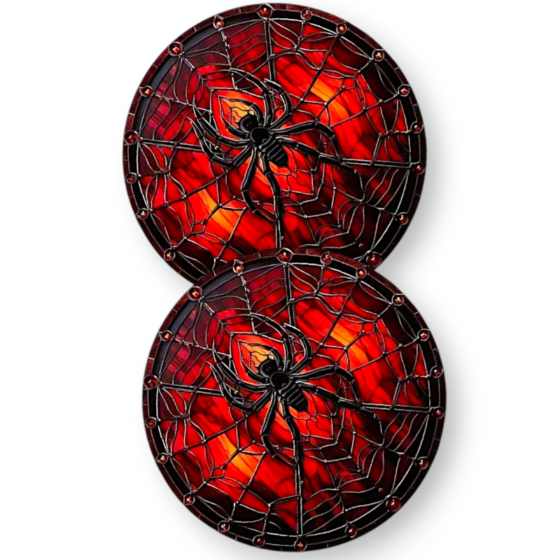 Spider Web Car Coasters 2pc Gothic Cup Holder Insert Halloween Decor