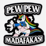 Funny Unicorn Pew Pew Enamel Pin 1" Cute Sarcastic Meme Lapel Pin