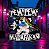 Funny Unicorn Pew Pew Enamel Pin 1" Cute Sarcastic Meme Lapel Pin