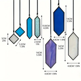 7pc Blue Stained Glass Sun Catcher Modern Window Garden Decor Gift