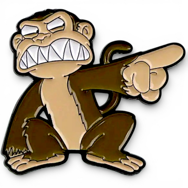 Funny Angry Monkey Enamel Pin Rude Pointing Ape Meme Brooch Backpack Hat Jacket