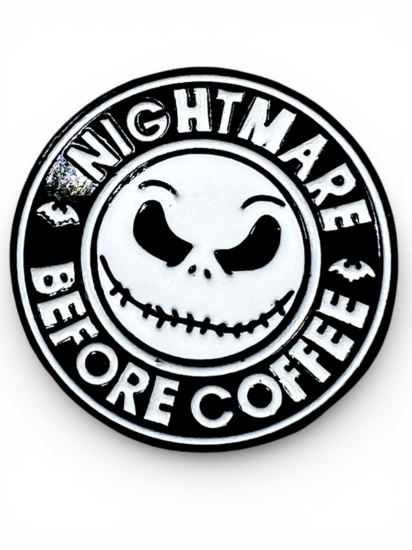 Nightmare Before Coffee Jack Skellington Inspired Enamel Pin Gothic Halloween
