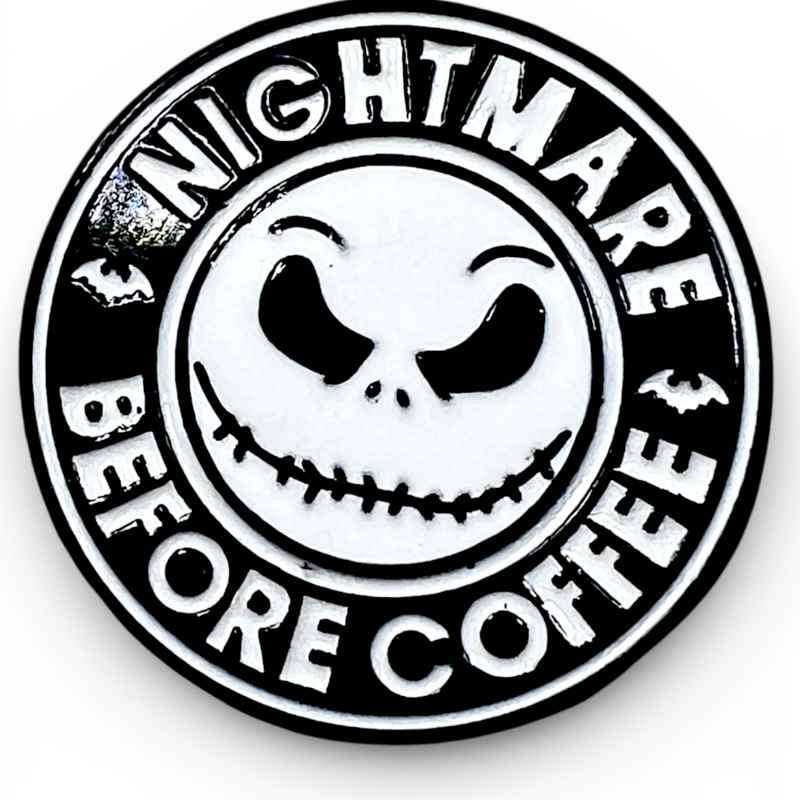 Nightmare Before Coffee Jack Skellington Inspired Enamel Pin Gothic Halloween