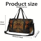 Gothic Dragonfly Duffel Bag Gold Insect Dark Fantasy Travel Gym Tote