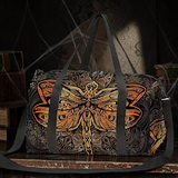 Gothic Dragonfly Duffel Bag Gold Insect Dark Fantasy Travel Gym Tote