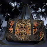 Gothic Dragonfly Duffel Bag Gold Insect Dark Fantasy Travel Gym Tote