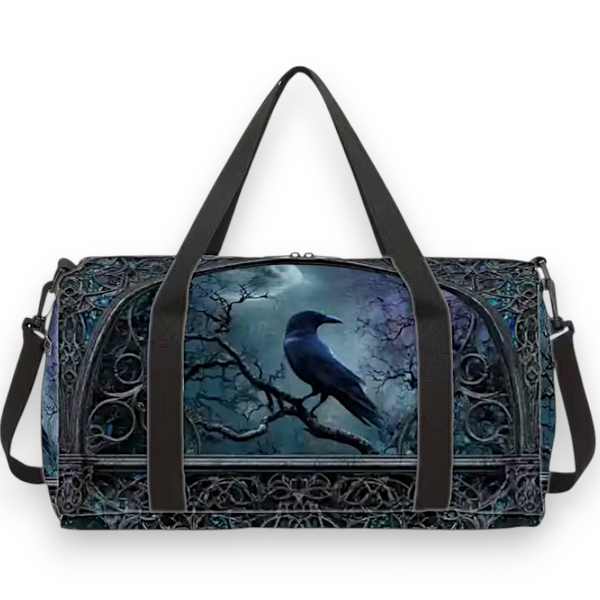 Gothic Raven Duffel Bag Crow Castle Dark Fantasy Travel Gym Overnight