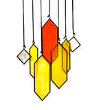 7pc Yellow Stained Glass Sun Catcher Geometric Window Hanging Decor Gift