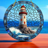 Lighthouse Acrylic Suncatcher 2D Flat 8"x8" Ocean Nautical Wall Art