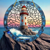 Lighthouse Acrylic Suncatcher 2D Flat 8"x8" Ocean Nautical Wall Art