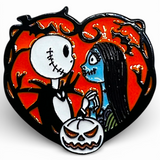 Jack & Sally Heart Enamel Pin – Nightmare Before Christmas Halloween Gift